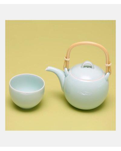 Japanese Mayu Teapot - 950 ML - Light blue glazed - Design Masahiro Mori